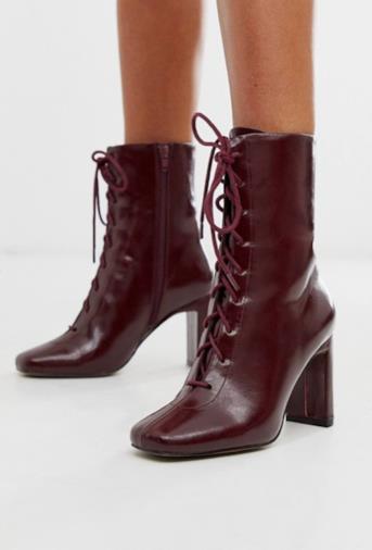 Expression - Stivaletti stringati con tacco bordeaux