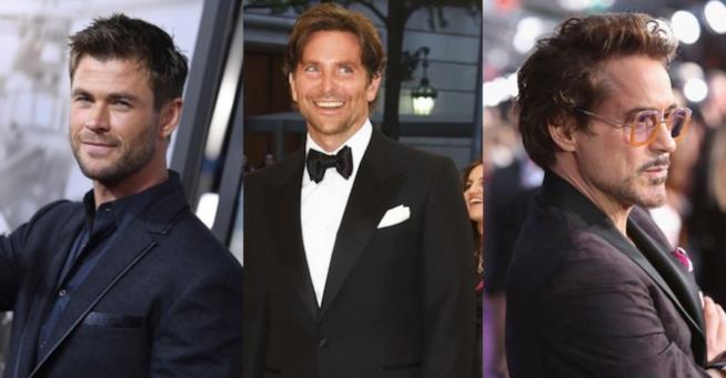 Chris Hemsworth, Bradley Cooper e Robert Downey Jr Tre foto degli attori Marvel Chris Hemsworth, Bradley Cooper e Robert Downey Jr