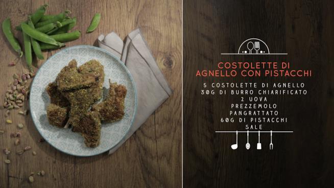 Costolette di agnello con panatura di piastacchi Costolette di agnello con pistacchi