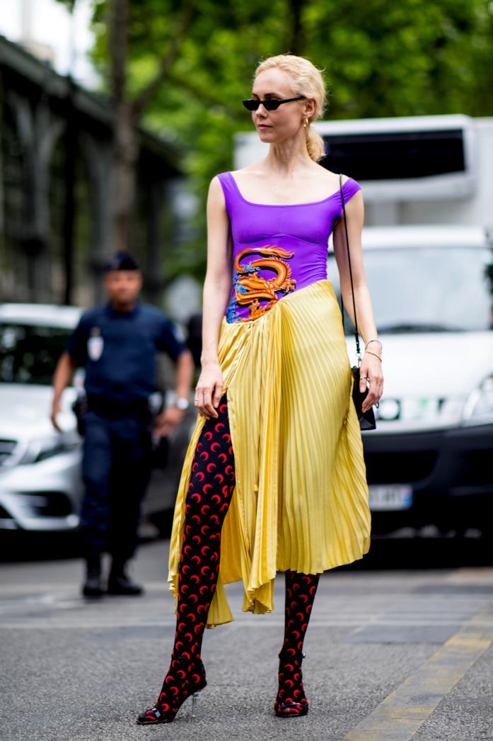 Gonna gialla PFW Gonna gialla street style PFW