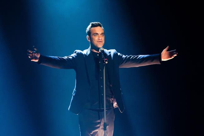 Robbie Williams sul palco Robbie Williams dal vivo