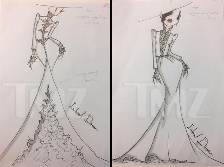 Meghan Markle ha contatto Inbal Dror per il suo abito da sposa I bozzetti degli abiti da sposa Inbal Dror pensati per Meghan Markle