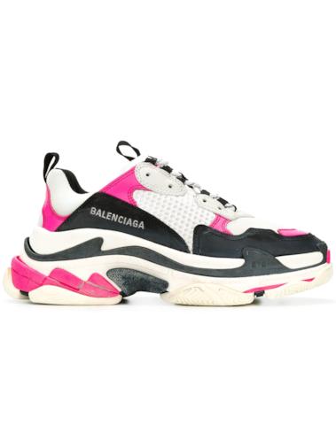 Sneakers Triple S bianche con dettagli fucsia