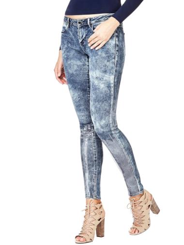 Jeggings delavé con paillettes