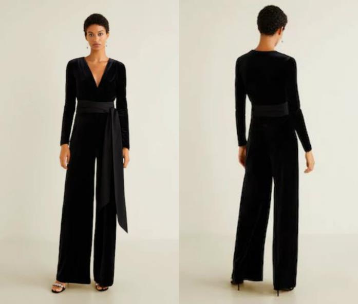 Tuta lunga in velluto nero Tuta lunga in velluto nero moda autunno 2018