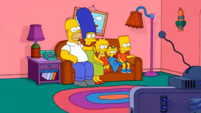 Il salotto dei Simpson Homer, Marge, Lisa, Maggie e Bart Simpson