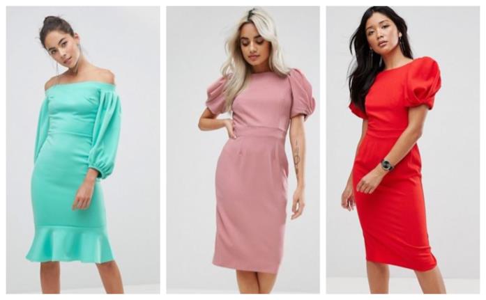 Vestiti midi con le maniche a sbuffo di tendenza per l'estate 2018 Maniche a sbuffo per i vestiti moda estate 2018