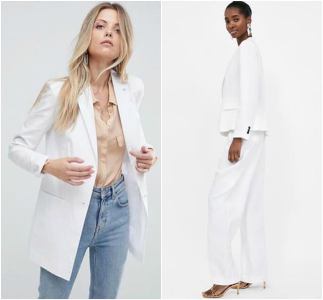 Giacca bianca dalla linea semplice per la Primavera Estate 2018 Blazer bianchi con jeans e pantaloni