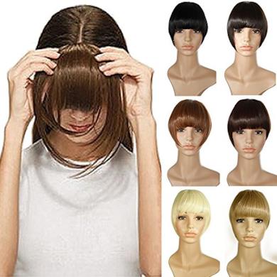 Frangia Clip Finta Capelli Extension, Marrone Scuro
