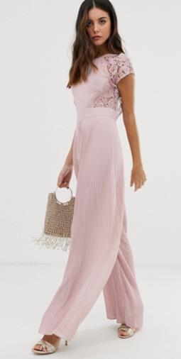 Tuta jumpsuit in pizzo color talpa