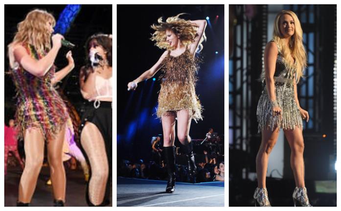 Le star indossano i vestiti con le frange per la primavera estate 2018 Taylor Swift e Carrie Underwood sfoggiano mini dress con le frange