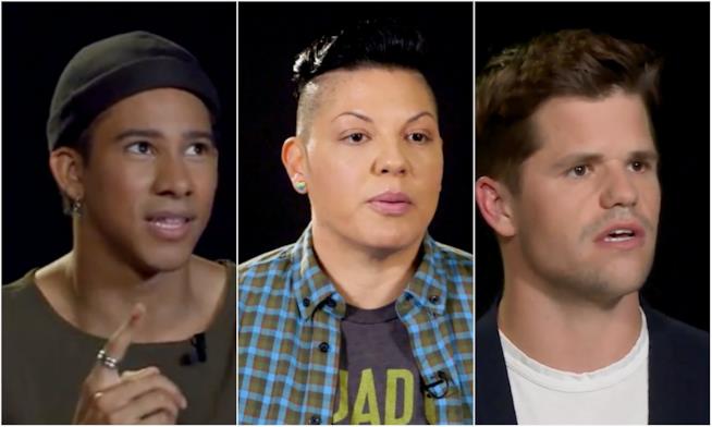 Coming out celebrity Collage tra Sara Ramirez, Charlie Carver e Keiynan Lonsdale
