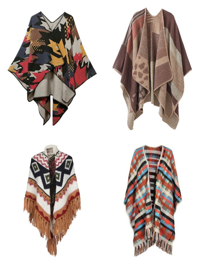 Poncho e mantelle di tendenza per l'autunno inverno 2018-19 Mantelle colorate e di moda in stile folk