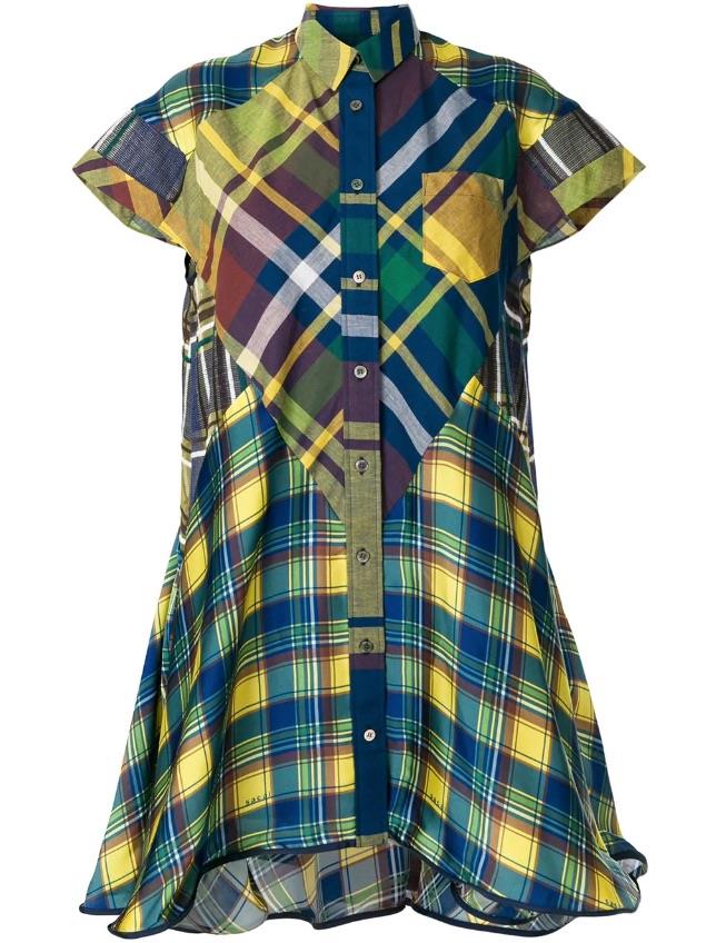 Abito chemisier fantasia tartan di moda per l'autunno 2018 Vestito chemisier di tendenza per l'autunno 2018