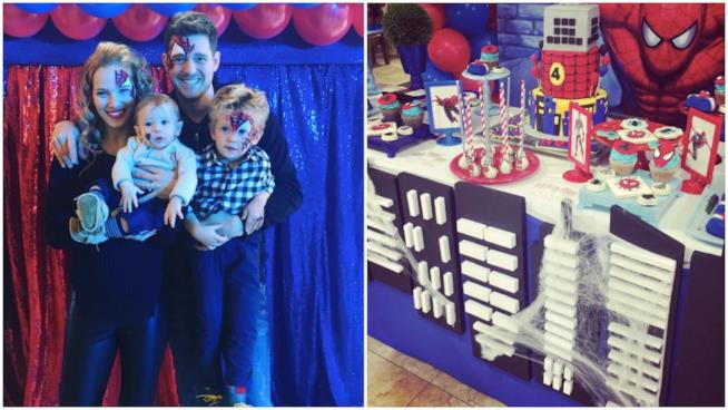 Michael Bublé e il party a tema per il compleanno di Noah Uno scatto di Michael Bublé con Noah, la sua mamma e il suo fratellino