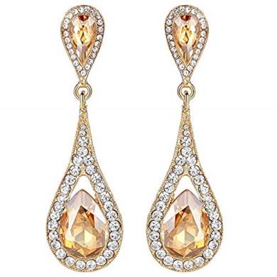 Clear Clear & Champagne Crystal Art Deco Orecchini pendenti