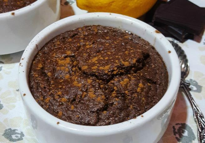 Soufflé alla zucca Dolce al cucchiaio con cioccolato