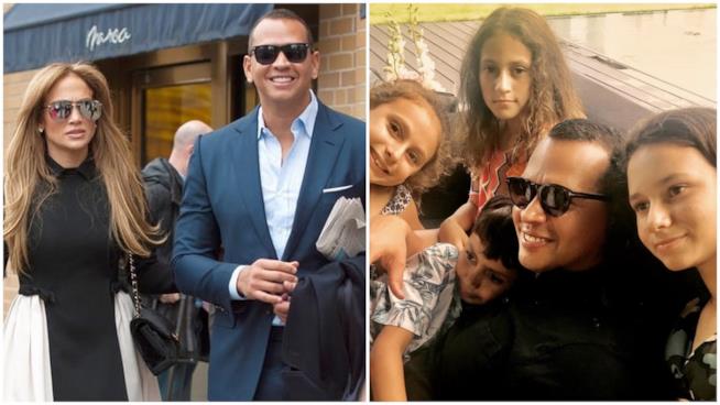 Jennifer Lopez e Alex Rodriguez posano con i loro figli Alcuni scatti di Jennifer Lopez e Alex Rodriguez con i loro figli