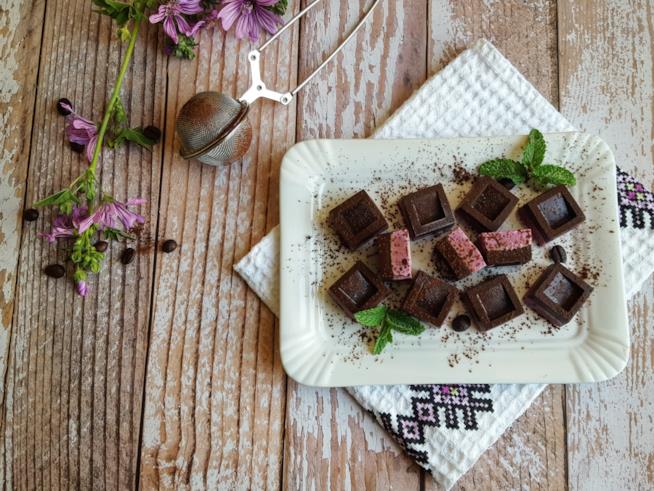 Cioccolatini al gelato Quadretti al cioccolato e frutta