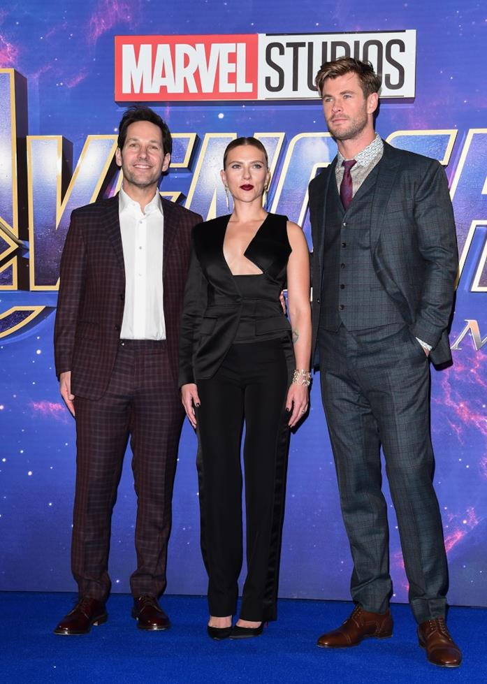 Scarlett Johansson, Paul Rudd e Chris Hemsworth Scarlett Johansson, Paul Rudd e Chris Hemsworth a un evento Avengers
