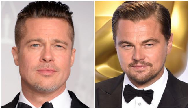 Brad Pitt e Leonardo DiCaprio nel film su Sharon Tate Collage tra Brad Pitt e Leonardo DiCaprio