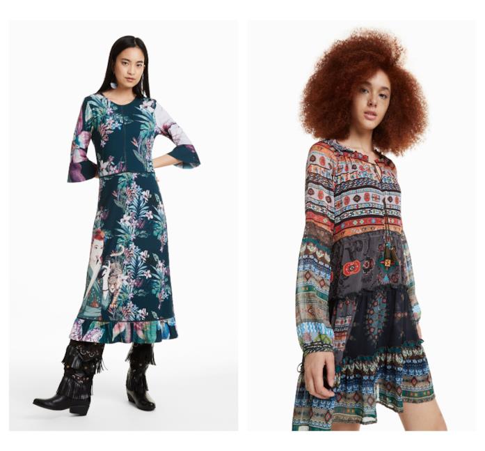Vestiti midi e corti con la stampa etnica autunno 2018 Abiti super colorati e di tendenza per l'autunno 2018