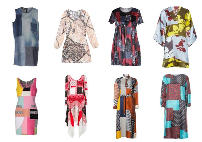 Mini e maxi vestiti patchwork di moda per l'estate e l'autunno 2018 Abiti patchwork di tendenza per l'estate e l'autunno 2018