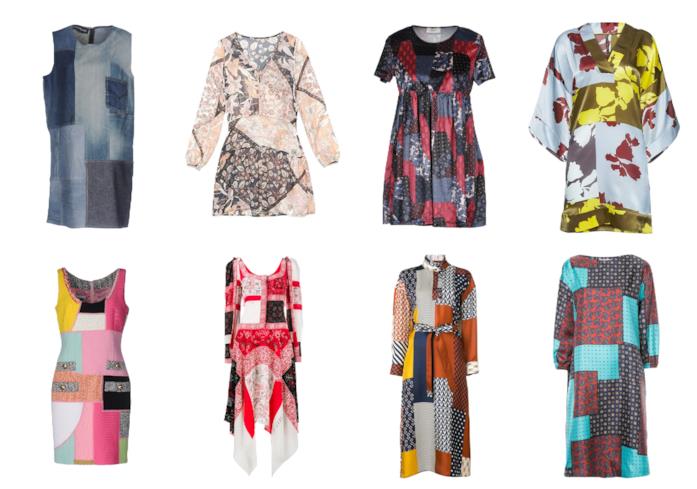 Mini e maxi vestiti patchwork di moda per l'estate e l'autunno 2018 Abiti patchwork di tendenza per l'estate e l'autunno 2018
