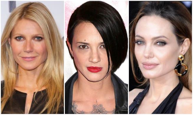 Le accuse di violenza a Weinstein Un collage tra Asia Argento, Gwyneth Paltrow, Angelina Jolie