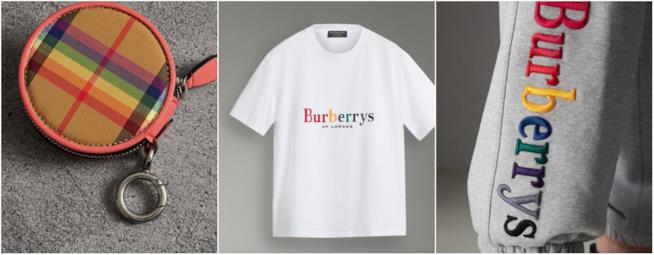 Burberry Rainbow Collage di elementi della linea Burberry Rainbow