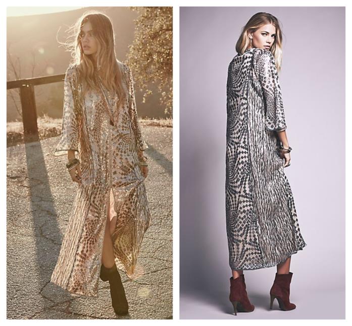 Vestito lungo in stile bohémien per l'estate e autunno 2018 Abito boho-chic di tendenza per l'estate e autunno 2018