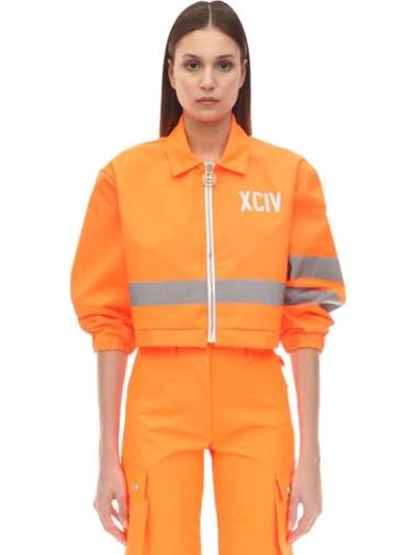 GCDS GIACCA CROPPED "EMERGENCY" IN NYLON