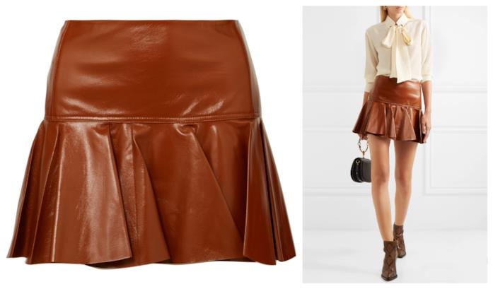 Minigonna a pieghe in pelle di moda A/I 2018-19 Minigonna in pelle a pieghe