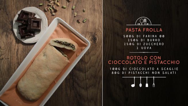 Pasta frolla con ripieno dolce di cioccolato e piastacchi Pasta frolla