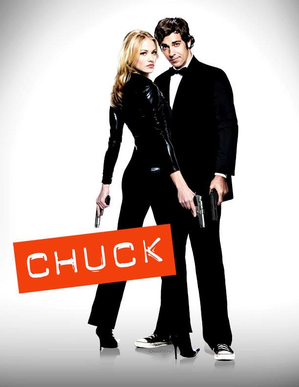 immagine promozionale della serie TV Chuck Zachary levi e Yvonne Strahovski in un poster di Chuck
