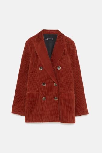 Blazer doppiopetto in velluto a coste