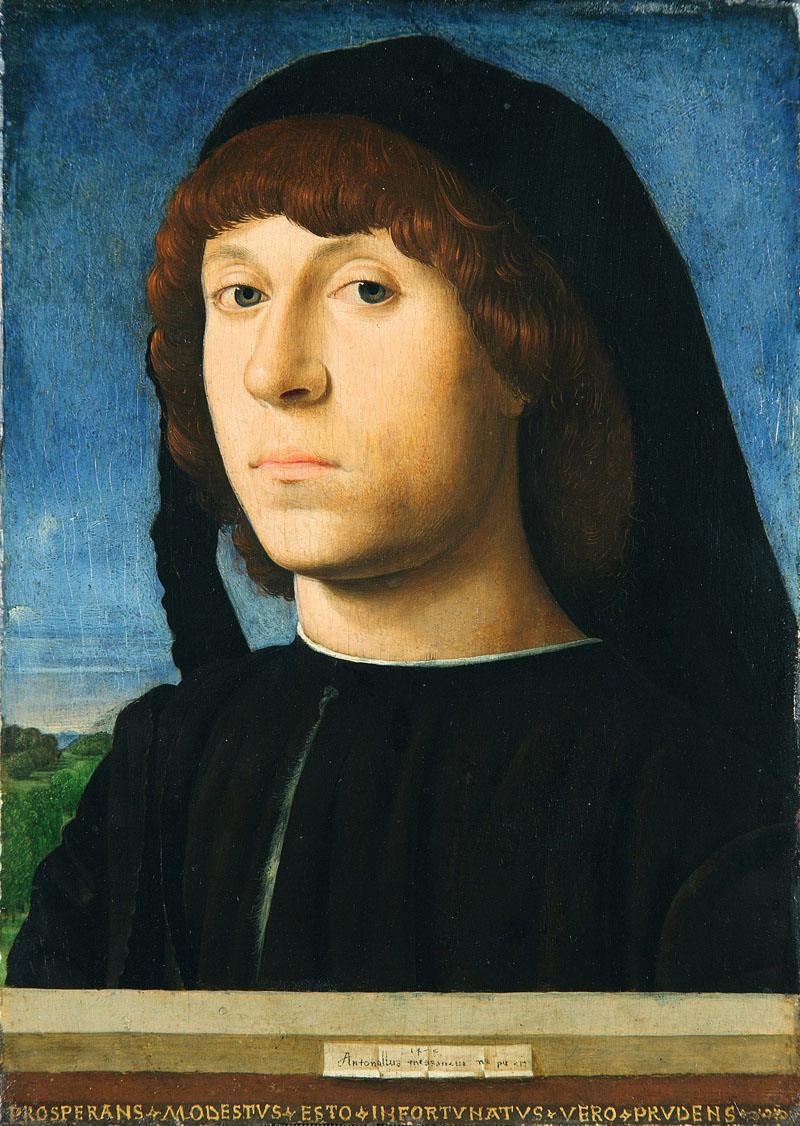 Palazzo Reale ospita Antonello da Messina Antonello da Messina Ritratto di giovane, 1478 olio su tavola di noce, 20,4 x 14,5 cm Staatliche Museen, Gemäldegalerie, Berlino