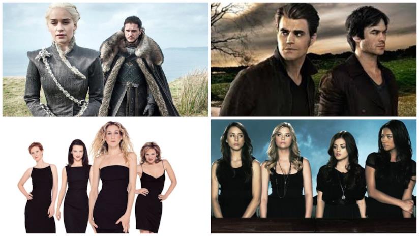 Le serie TV tratte da libri Il Trono di Spade, The Vampire Diaries, Sex and the City, Pretty Little Liars