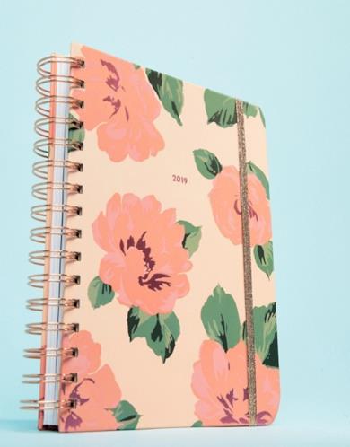 Planner medio con calendario annuale 2019 e rose