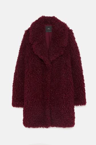 Cappotto pelliccia sintetica bordeaux