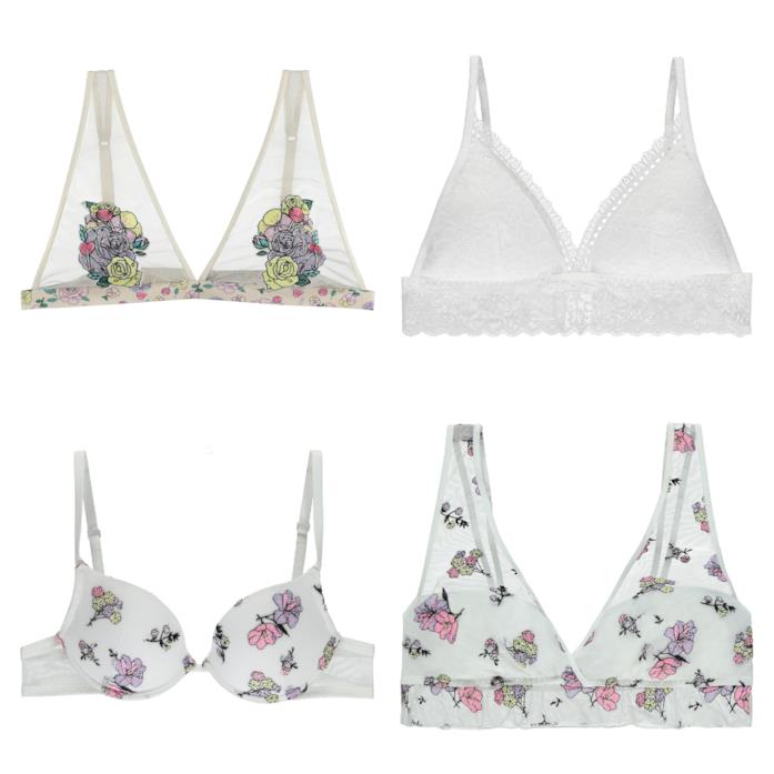 Reggiseni bianchi e a fantasia della collezione Tezenis Loves Festivals Bianchi e fantasia, i reggiseni di tendenza per l'estate 2018