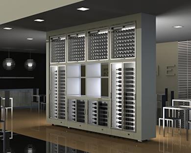 Parete con 8 cantine refrigerate