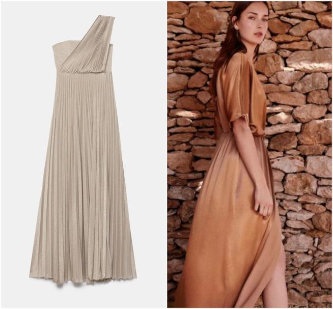 Maxi abiti in oro di tendenza per l'estate 2018 Vestiti lunghi dorati moda primavera-estate 2018