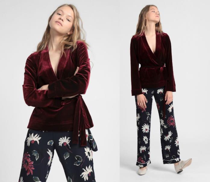 Giacca in velluto bordeaux con cintura Giacca in velluto di moda per l'autunno 2018