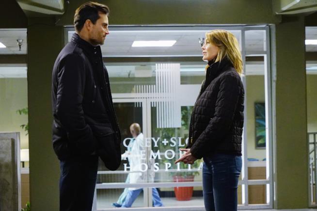 Meredith Grey e William Thorpe nel momento clou dell'episodio 14 di Grey's Anatomy 12
