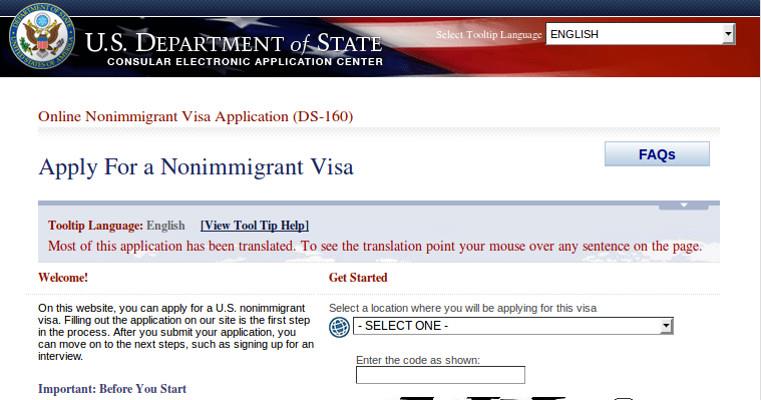 Modulo per Nonimmigrant Visa Domanda per Nonimmigrant Visa