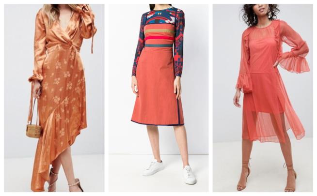 Vestiti maniche lunghe terracotta di moda per l'autunno 2018 Abiti terracotta a maniche lunghe moda 2018