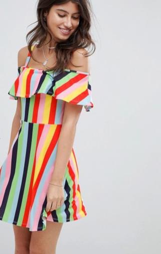 Vestito estivo a righe arcobaleno