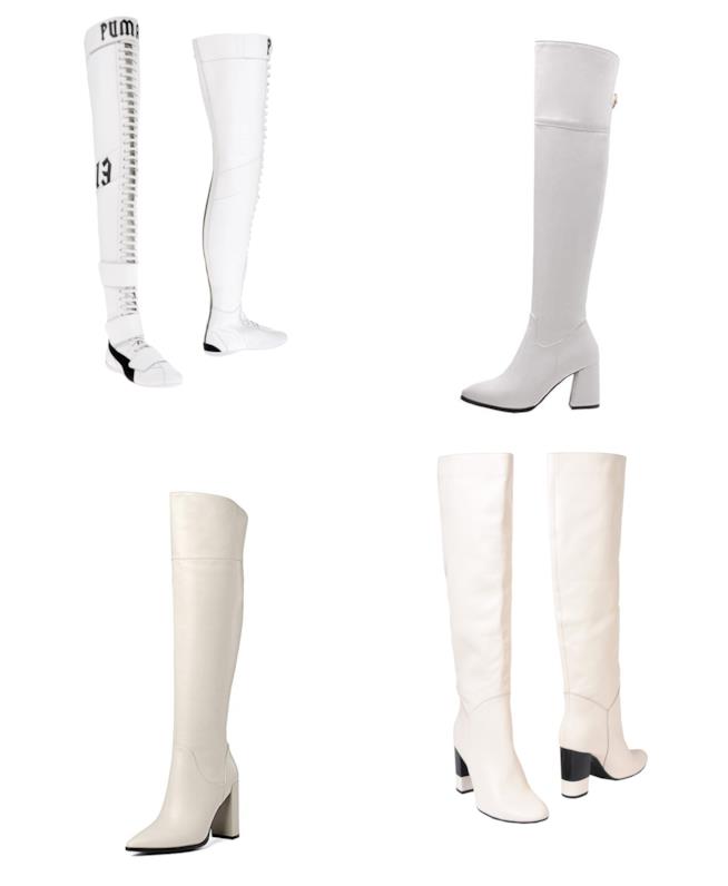 Stivali bianchi e alti di tendenza per l'autunno inverno 2018-19 Stivali bianchi di moda per l'autunno inverno 2018-19