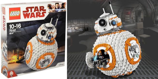 Scatola LEGO per il set BB-8 La confezione LEGO per costruire BB-8 e l'oggetto costruito
